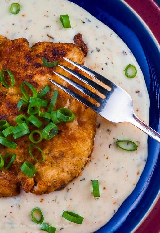 overhead-photo-of-fried-chicken-in-herb-gravy