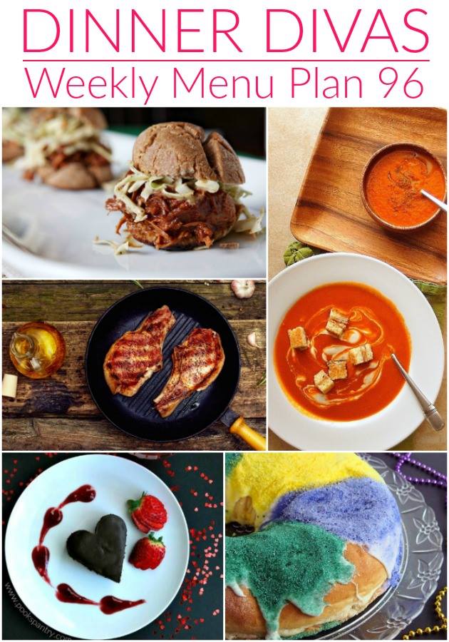 Weekly Menu Plan 96 is full of such down-home favorites as pork chops, two types of chicken, steak, and tomato soup. Our desserts are both decadent and festive, so let's get cooking!