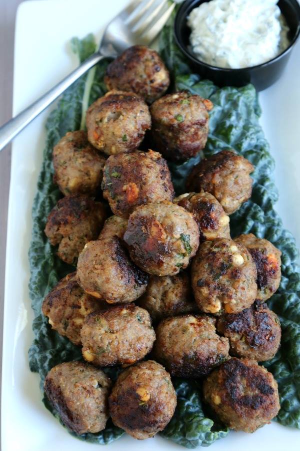 Mediterranean-lamb-meatballs on a bed of kale