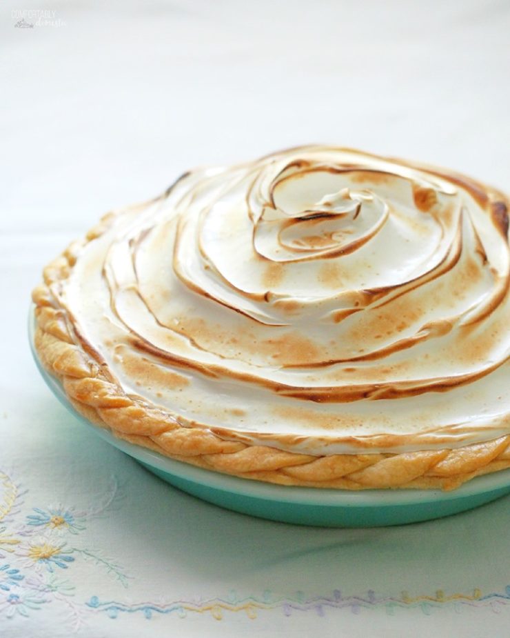 a whole lemon meringue pie with toasted meringue. 