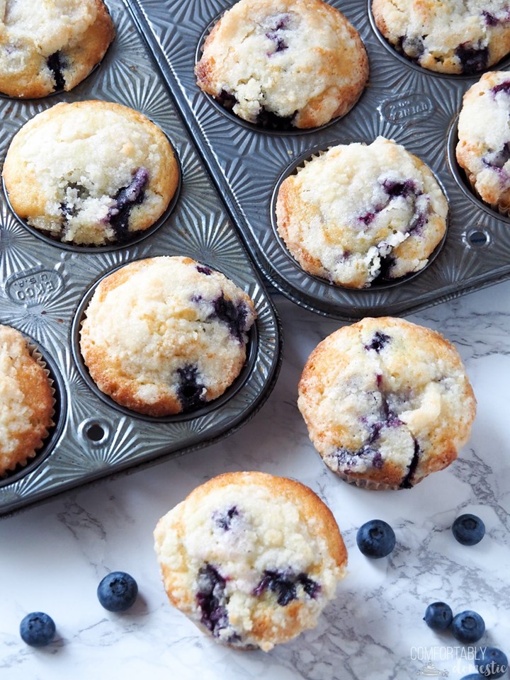 bakery style blueberry muffins in vintage muffin tins, 