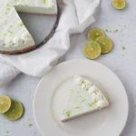 Showing a frozen slice of no bake key lime cheesecake as a versatile serving suggestion.